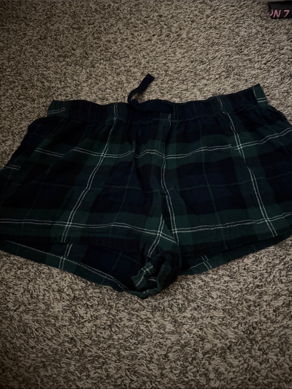 Green and Navy Plaid Lounge Shorts